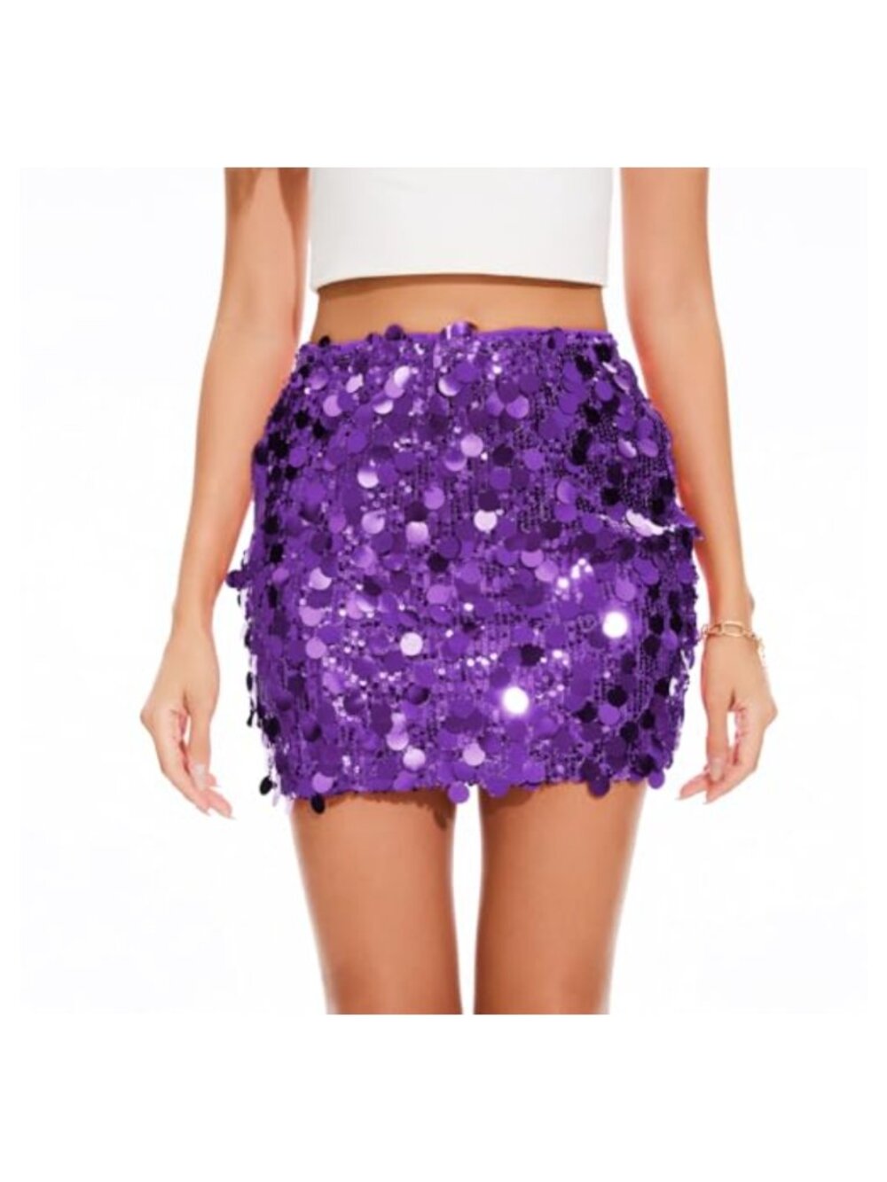 Sequin Mini Skirt Stretchy Bodycon Glitter Party Night Out
